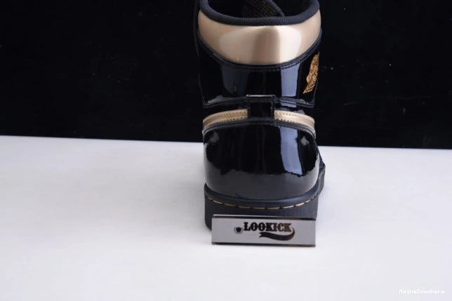 MaikeSneakers HIGH 1 BLACK JORDAN RETRO GOLD 555088-032 AIR (2020) METALLIC 0801